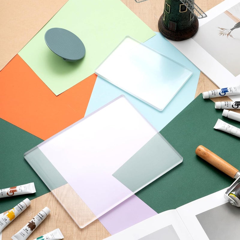 Threlaco 6 Pack Monoprinting Print Plates – 8” x 10” + 5” x 7” Gel Printing Plate - Reusable Printing Printmaking Supplies for Card Making, Scrapbooking, Crafts - Image 4